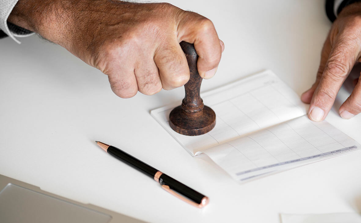 stamping a tax document
